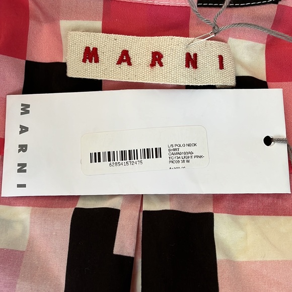 Marni Pieces Poplin Checked button down cotton long sleeve shirt / size 38 or 4 - Picture 9 of 16